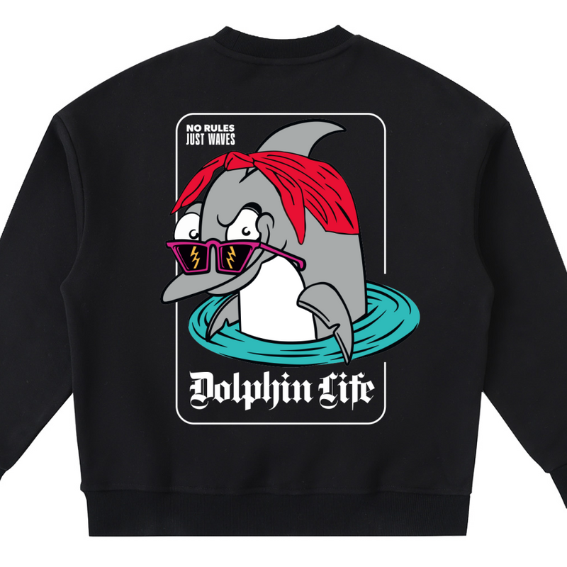 The Dolphin Life Kids Fleece Crewneck Sweatshirt — kids surf skate crewneck | Tubular