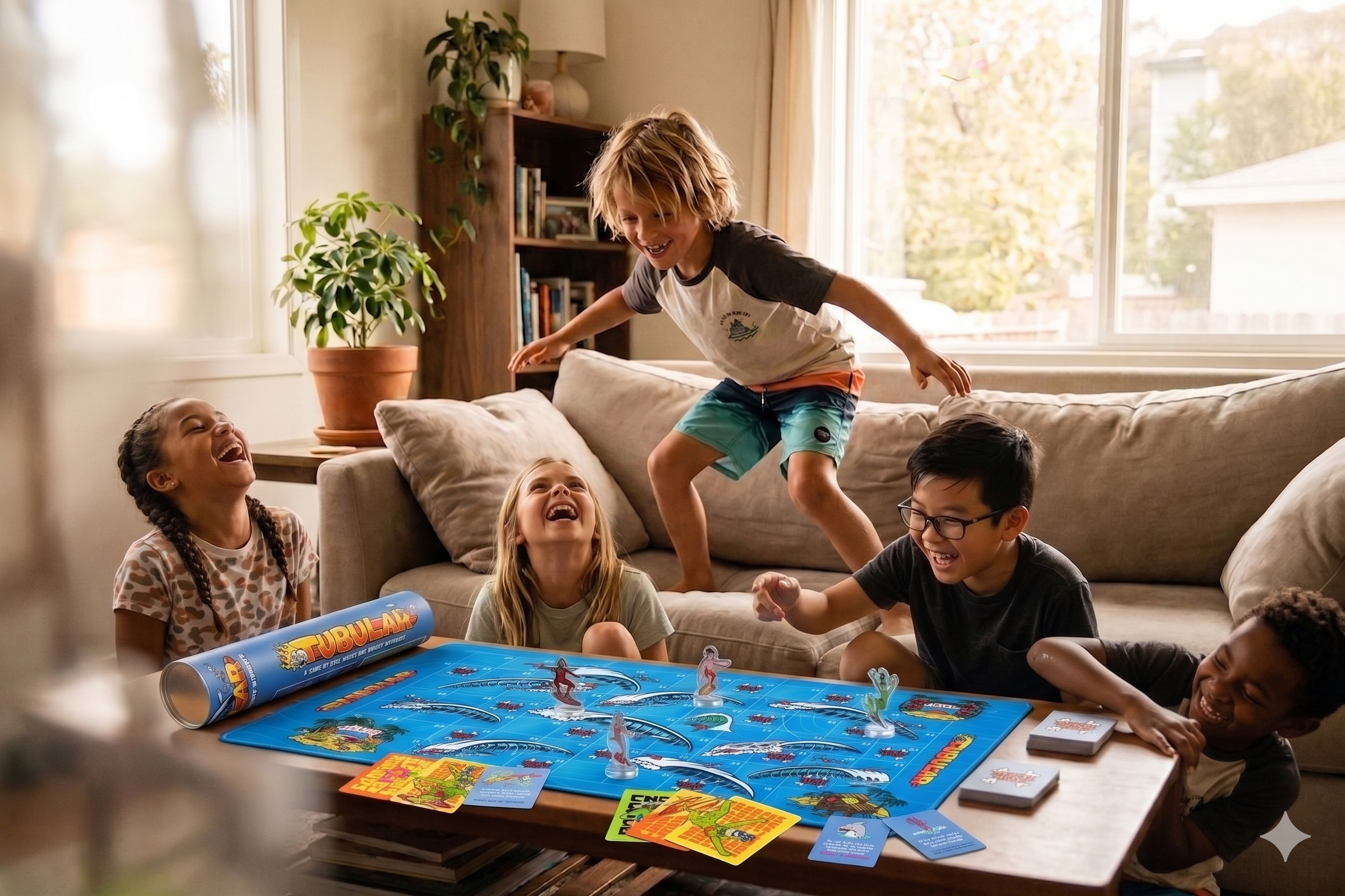 Family playing Tubular on the beach