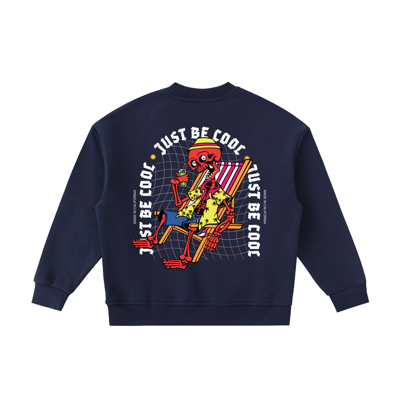 Skeleton Dude Kids Fleece Crewneck Sweatshirt — kids surf skate crewneck | Tubular