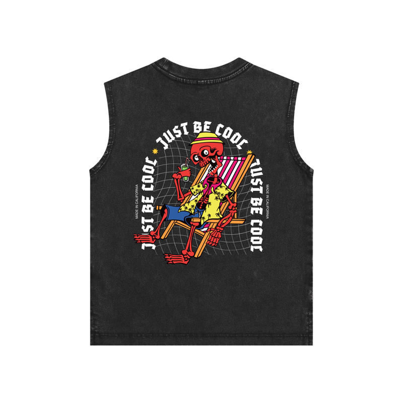 Skeleton Dude Snow Washed Kids Tank Top — kids surf beach tank | Tubular