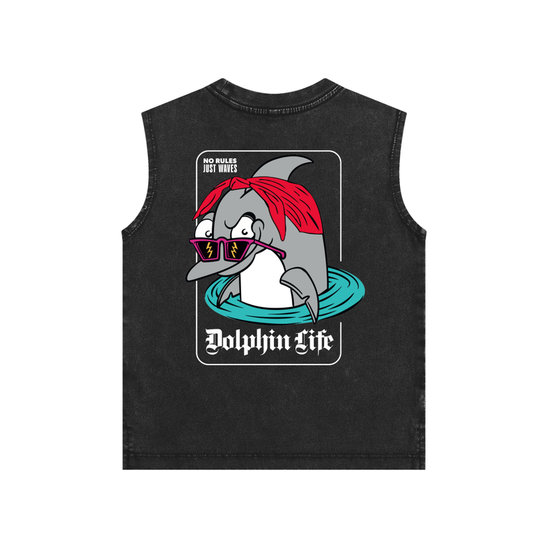 Dolphin Life Snow Washed Kids Tank Top — kids beach surf tank | Tubular